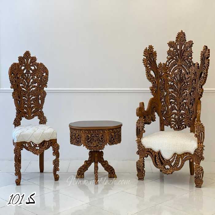 مبل سلطنتی دو طرف منبت کد101 ست مبل 9 نفره تماما منبت دست