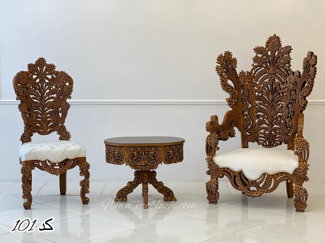 مبل سلطنتی دو طرف منبت کد101 ست مبل 9 نفره تماما منبت دست