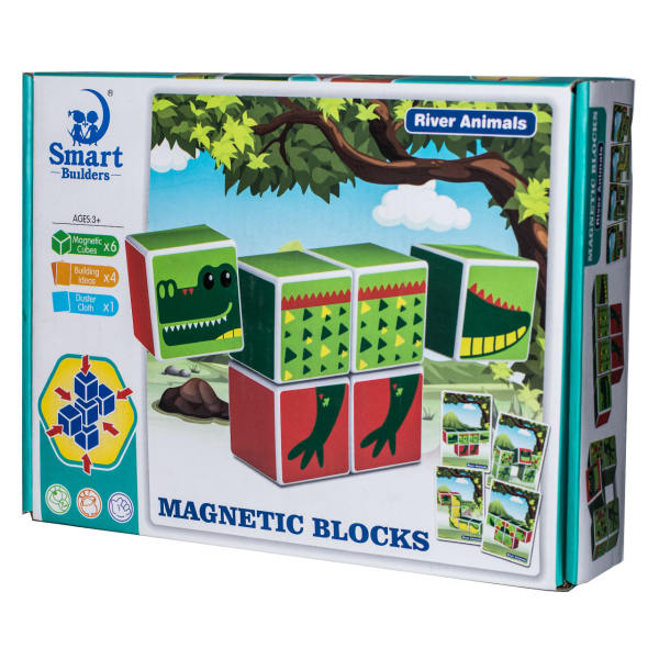 ساختنی اسمارت بیلدرز مدل بلوك هاي مغناطيسي حيوانات رودخانه کد 308