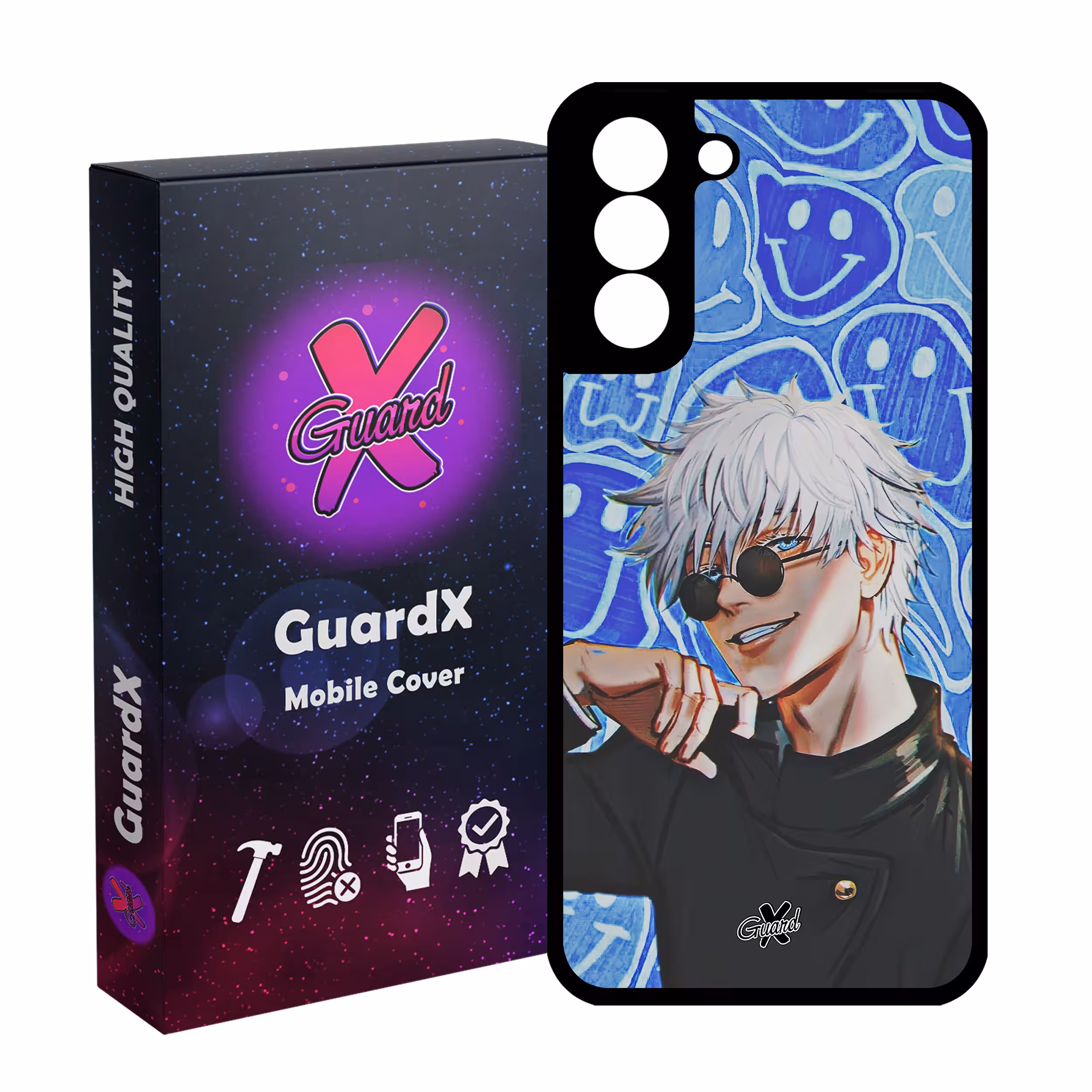 کاور گارد ایکس طرح ساتورو گوجو انیمه مدل Glass10552 مناسب برای گوشی موبایل سامسونگ Galaxy S21 FE