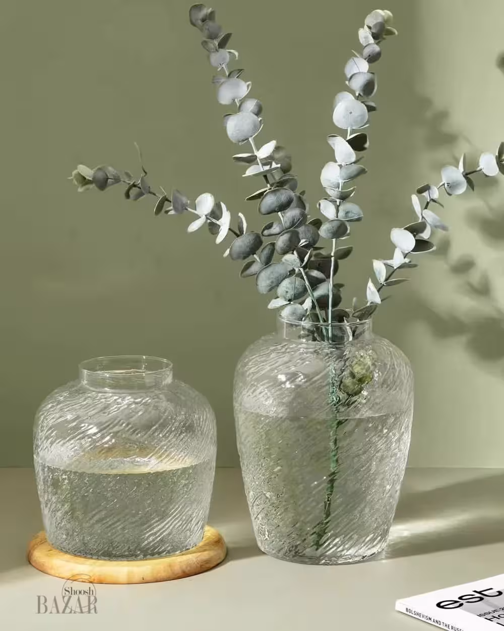 گلدان شیشه ای تپل طرح دار مدل ترنادو