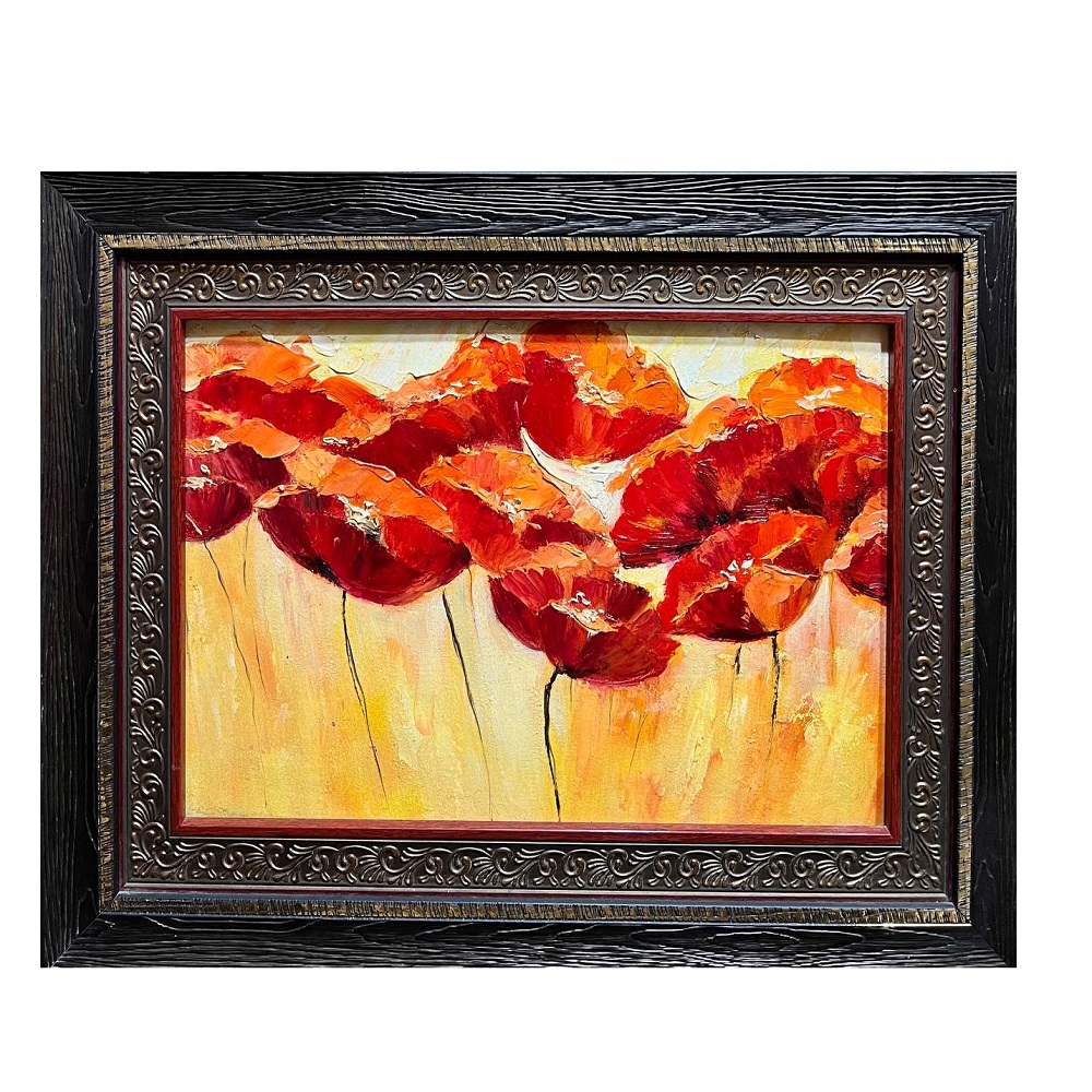 تابلو نقاشی رنگ روغن طرح گلهای شقایق کد VLZ101