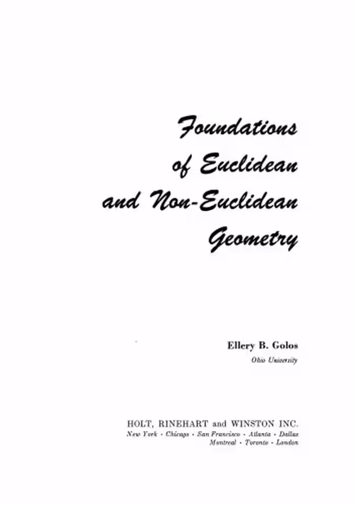 خرید و دانلود نسخه کامل کتاب Foundations of Euclidean and Non-Euclidean Geometry