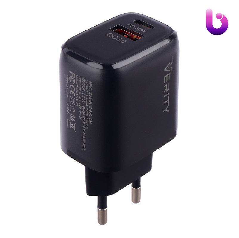 شارژر دیواری فست شارژ Verity AP 2126 QC3.0 PD 3A 33W   کابل تایپ سی