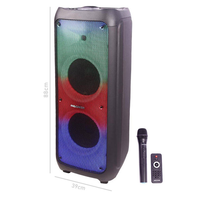 اسپیکر چمدانی بلوتوثی رم و فلش خور Macher MR-1700   میکروفون و ریموت کنترل
