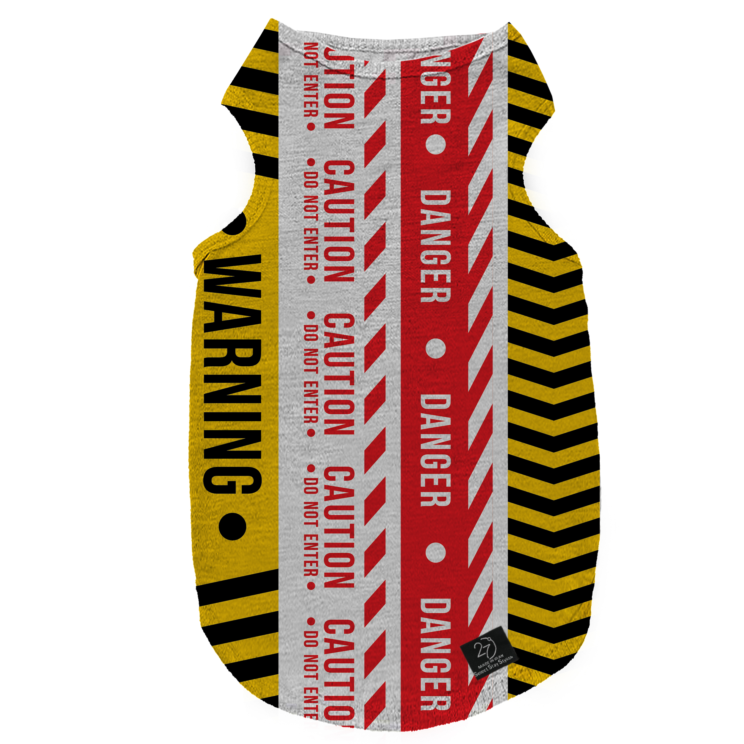 لباس سگ و گربه 27 طرح Yellow Danger Warning Belt کد MH230 سایز L