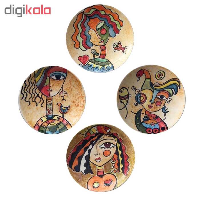 بشقاب دیوارکوب سفالی کد D43-A مجموعه 4 عددی