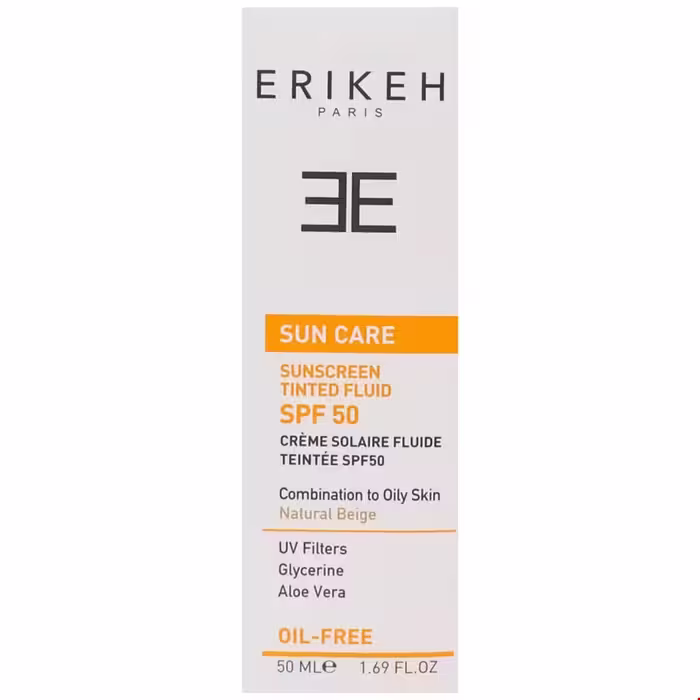 کرم ضد آفتاب فلوئید SPF50 مناسب پوست چرب و مختلط اریکه بژ طبیعی 50 میلی لیتری
