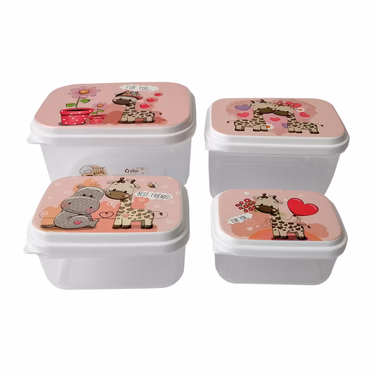  ظرف نگهدارنده اوزیبا طرح زرافه ای مجموعه 4 عددی