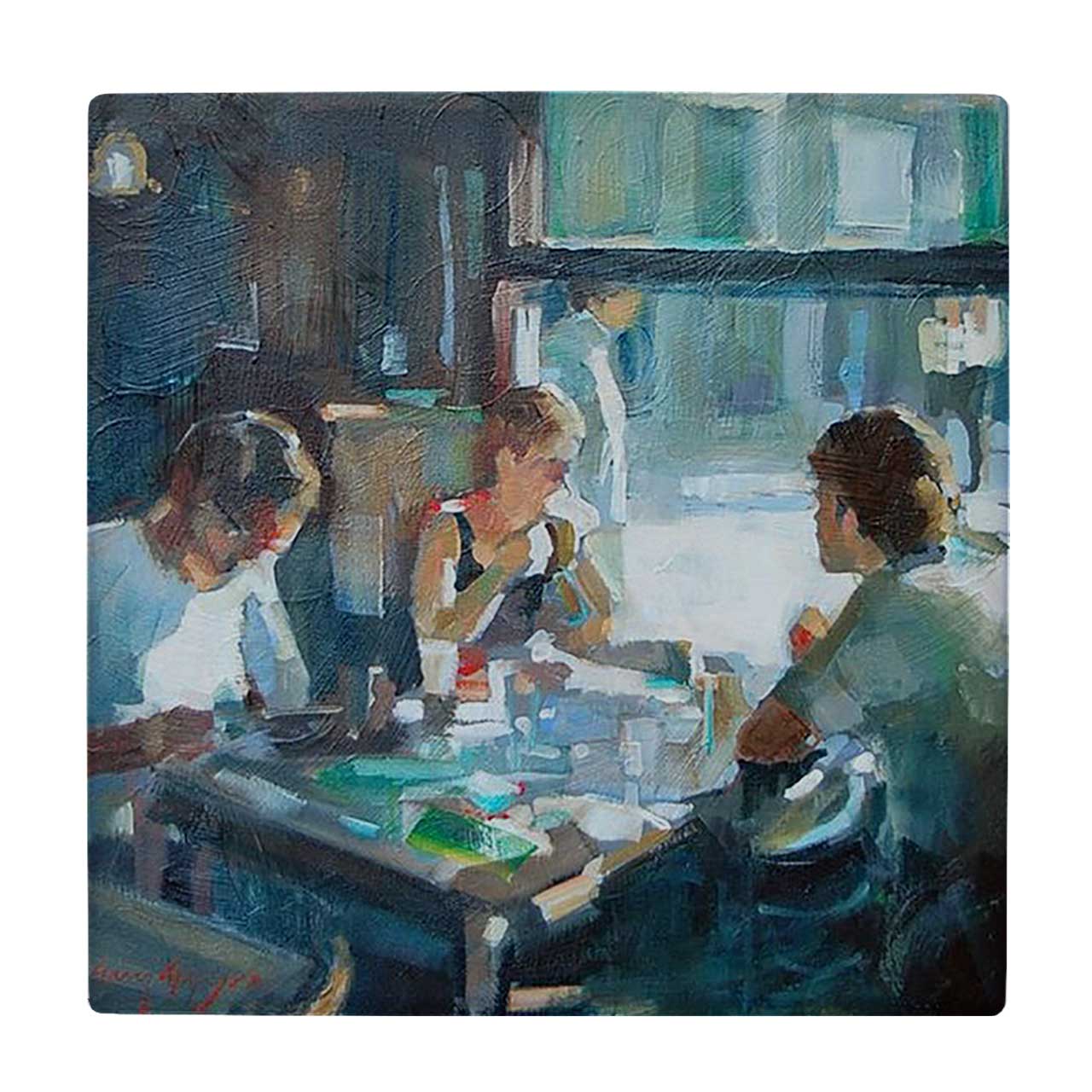  کاشی کارنیلا طرح نقاشی صبحانه در کافی شاپ کد wkk1667