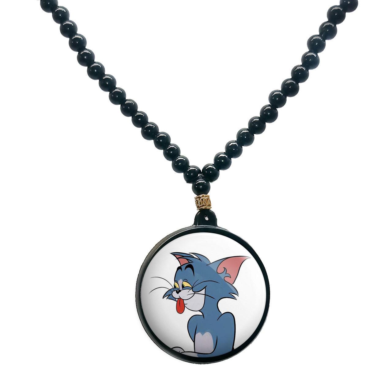 گردنبند پرمانه طرح تام و جری کد pmd.10789 مدل دو طرفه