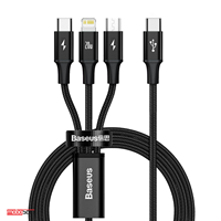 کابل تبدیل 3 سر Type-C به MicroUSB/Lightning/Type-C بیسئوس مدل CAMLT-SC01 طول 1.5 متر