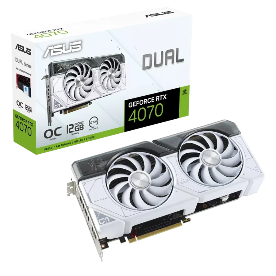 کارت گرافیک ایسوس Dual RTX 4070 OC 12GB White | فروشگاه گیمینگ تکاف