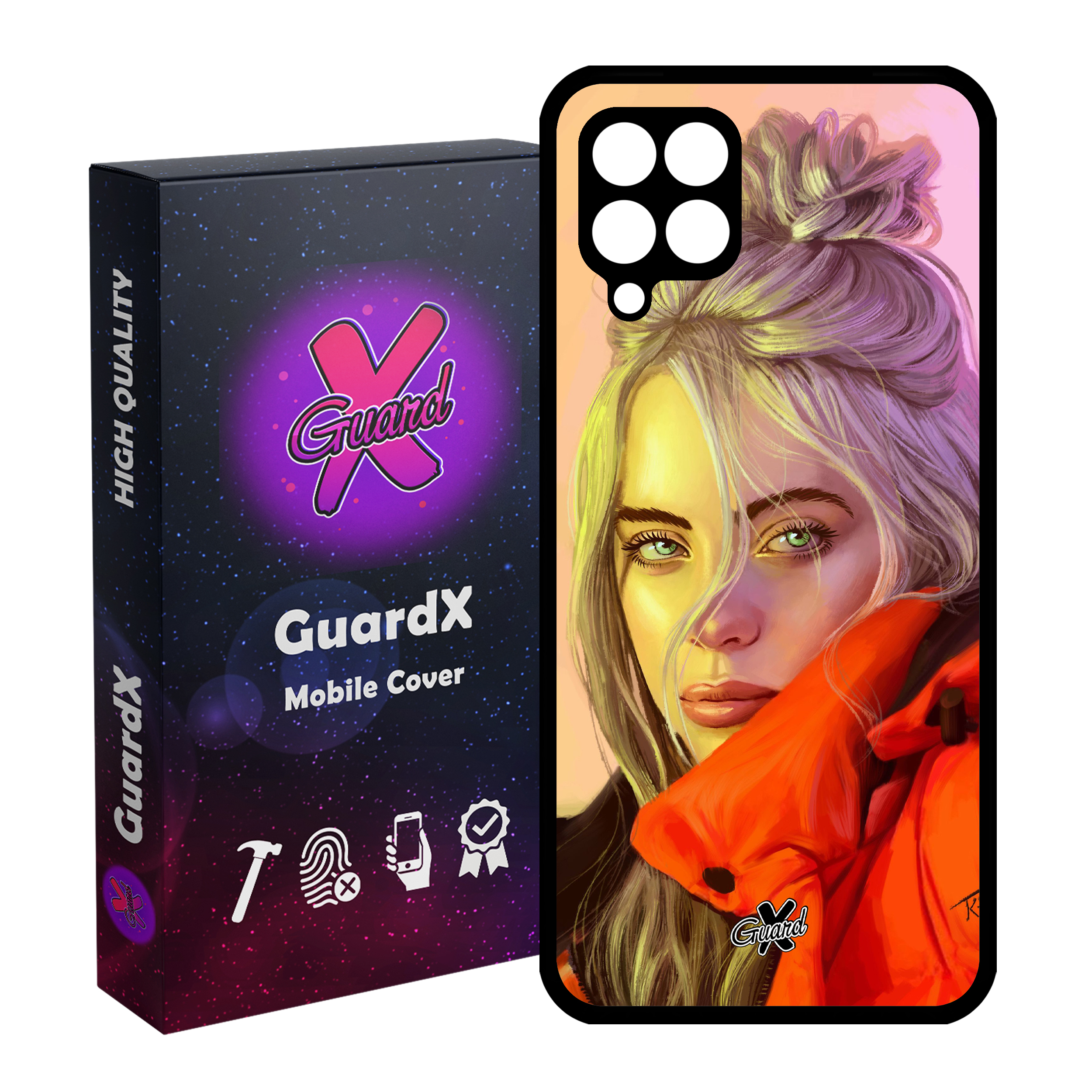 کاور گارد ایکس طرح Billie Eilish مدل Glass10217 مناسب برای گوشی موبایل سامسونگ Galaxy A12