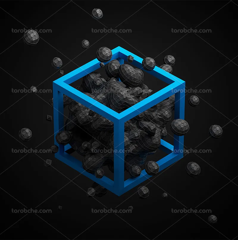 بک گراند مکعب سه بعدی مشکی و آبی | گرافیک با طعم تربچه