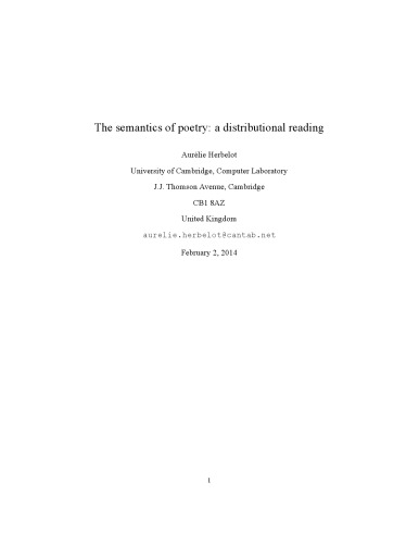 خرید و دانلود نسخه کامل کتاب The semantics of poetry: a distributional reading