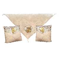 کوسن کالامیر مدل خز پولک به همراه شال مبل مجموعه 3 عددی