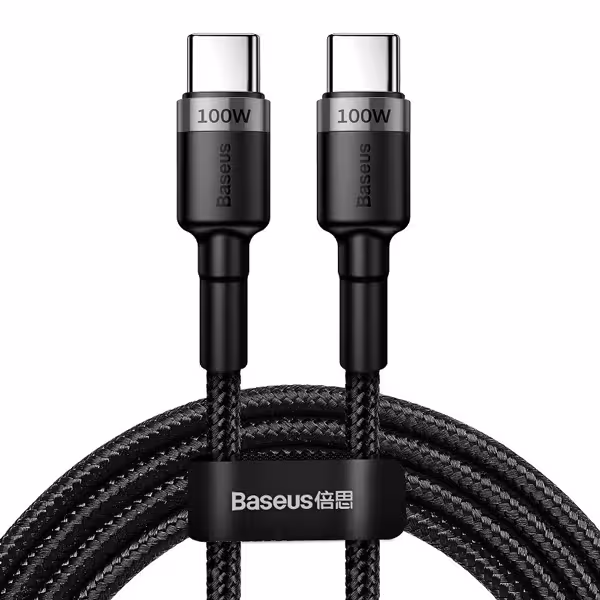 کابل دو سر TYPE_C باسئوس Baseus Cafule PD2.0 100W flash charging USB For Type-C cable (20V 5A)2m Gray Black