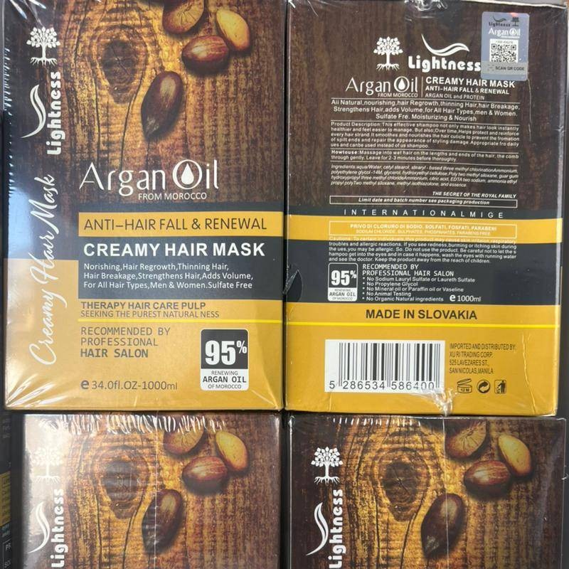 ماسک مو حاوی روغن آرگان لایتنس فری سولفات اصلی(اسلواکی) هولوگرام دار حجم 1000میل