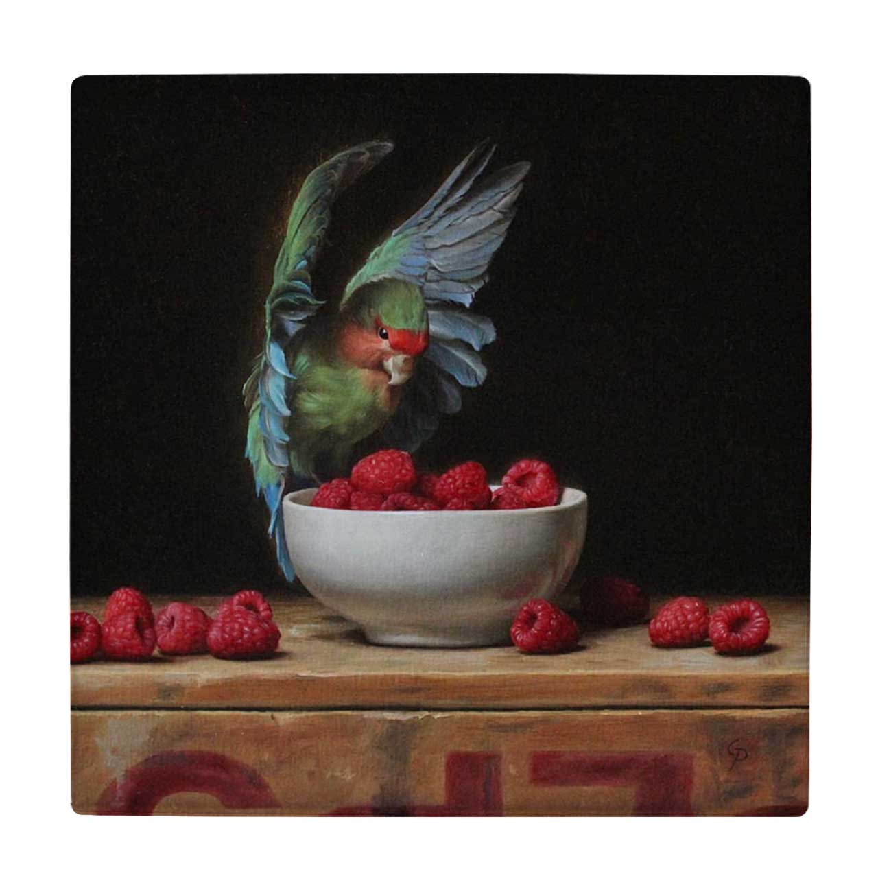  زیر لیوانی  طرح نقاشی پرنده و تمشک کد    5927754_4664