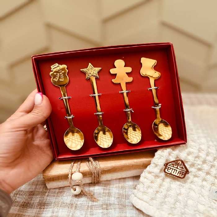 قاشق طلایی فانتزی طرح کریسمسی کد001686