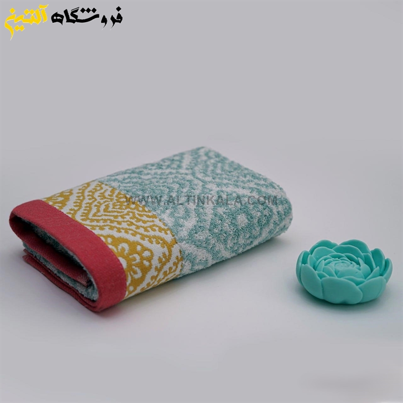 حوله حمامی برق لامع طرح کوبیسم ایپک آبی سایز 100×165