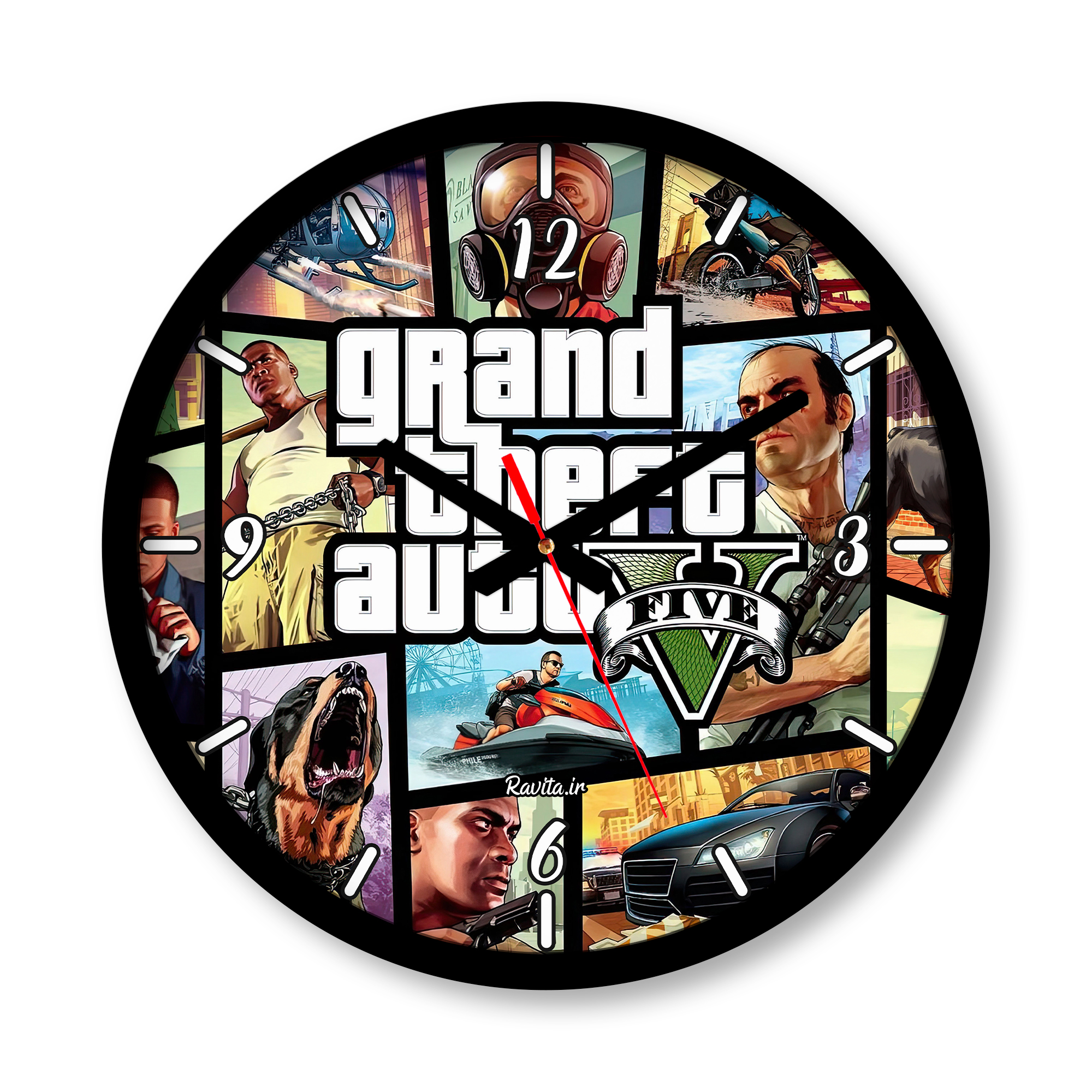 ساعت دیواری بزرگ راویتا طرح GTA V کد 3664