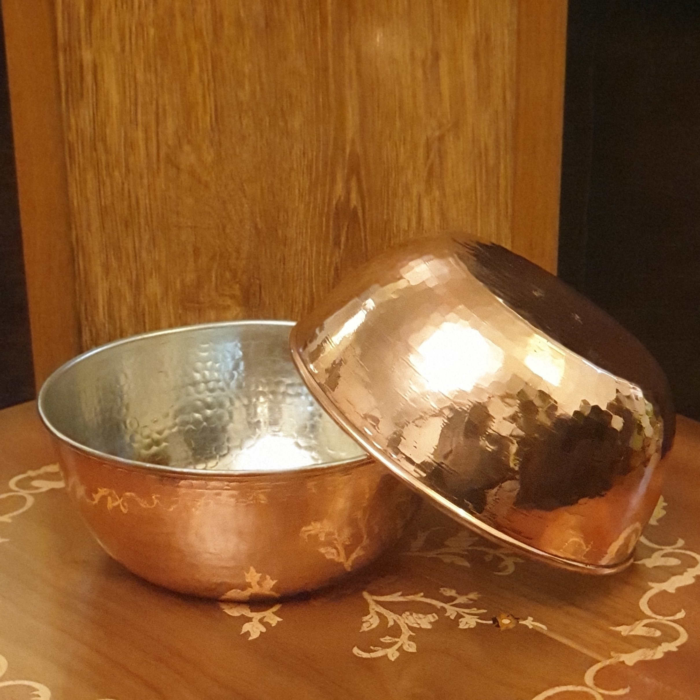 کاسه مسی چکش دستی خورده 2تایی