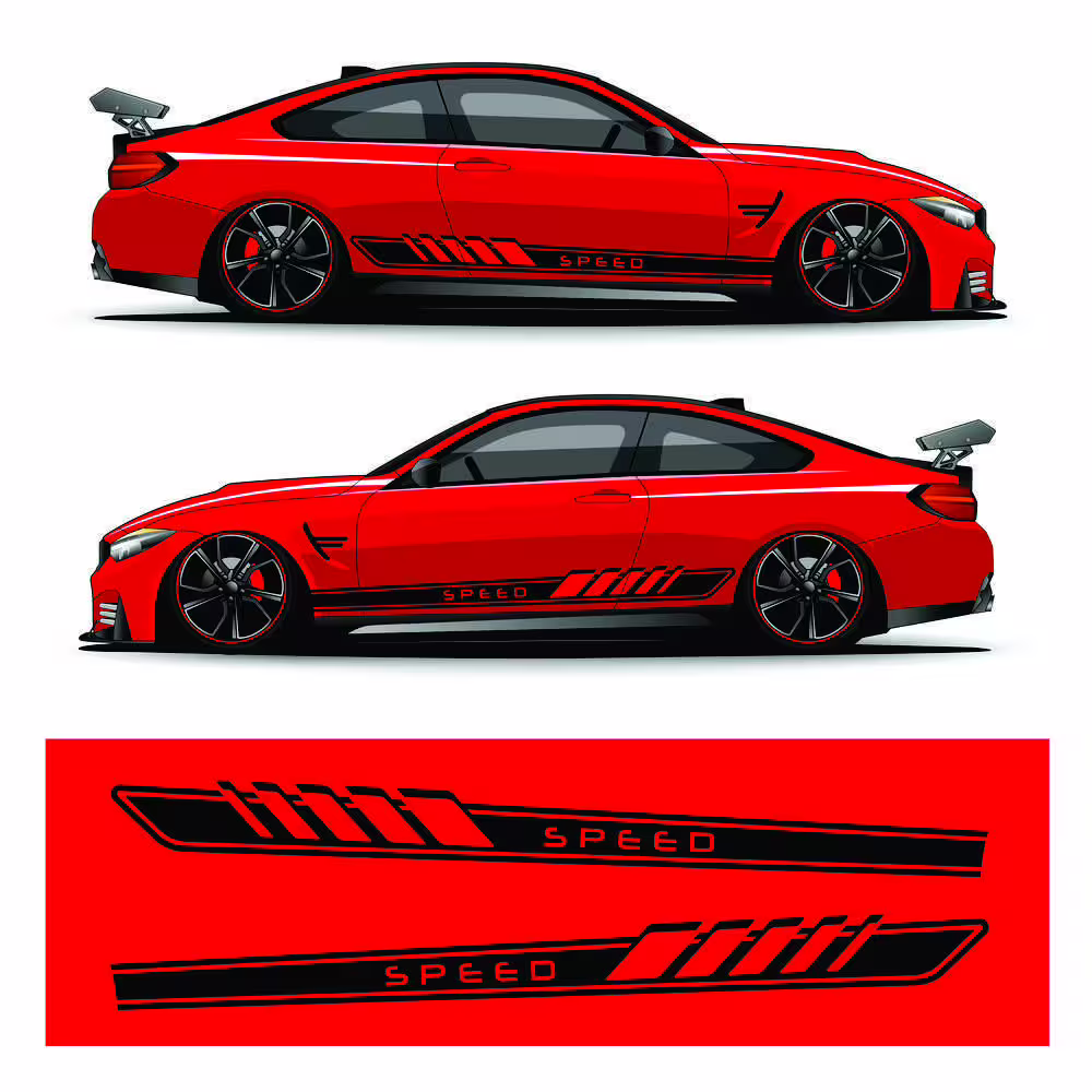 برچسب بدنه خودرو سهیل چاپ طرح اسپرت کد S01 بسته ۲ عددی