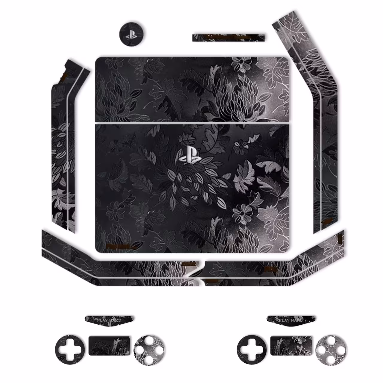 برچسب ماهوت مدلBlack Wild-flower Texture مناسب برای کنسول بازی PS4 Slim