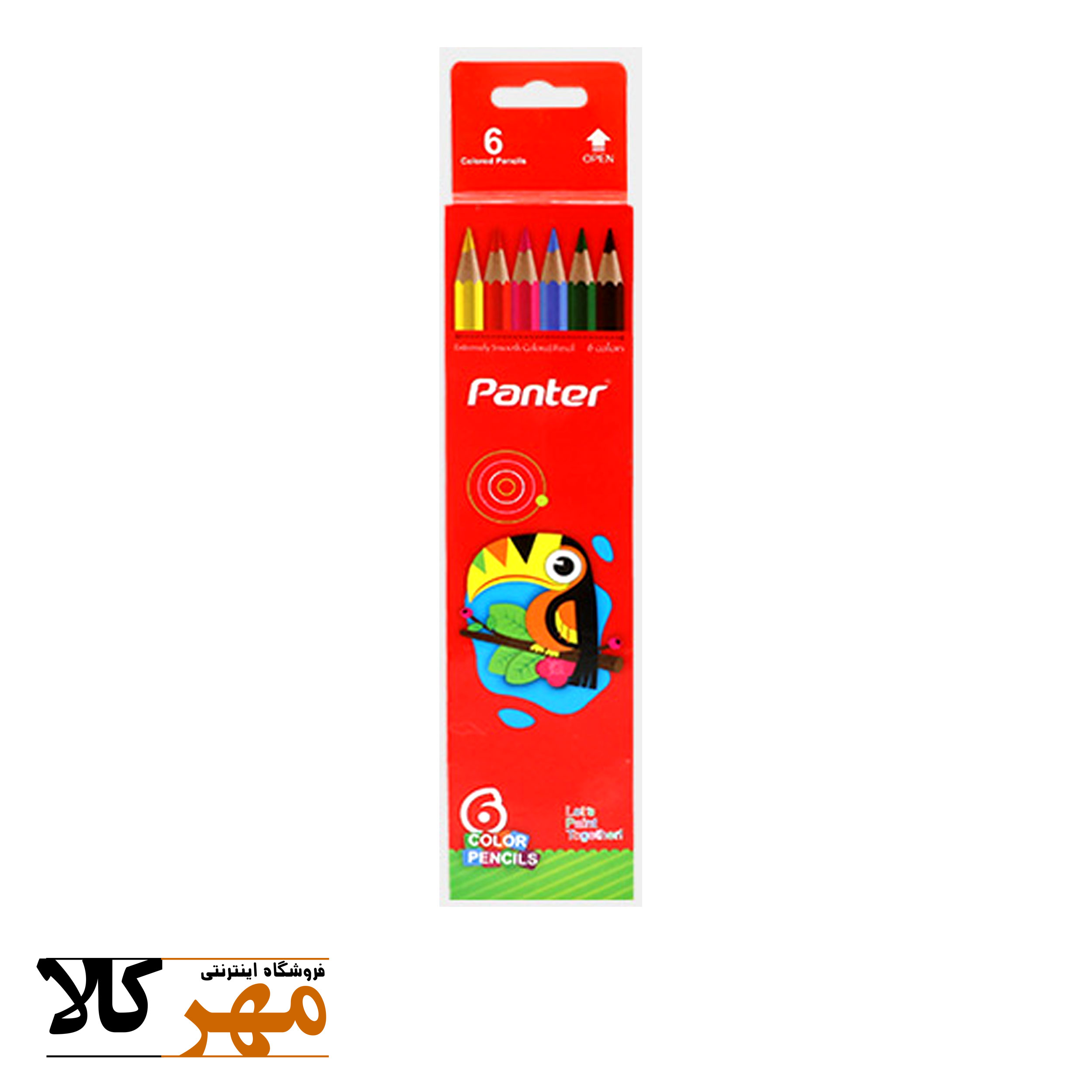 مداد رنگی 6 رنگ panter رنگ جبعه مقوایی