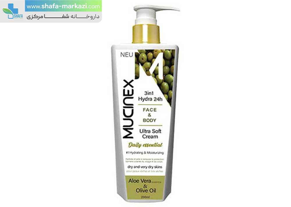 کرم صورت و بدن ماسینکس حاوی عصاره آلوئه ورا و روغن زیتون | Muclnex aloe vera and olive oil moisturizing and revitalizer skin for face &amp; body