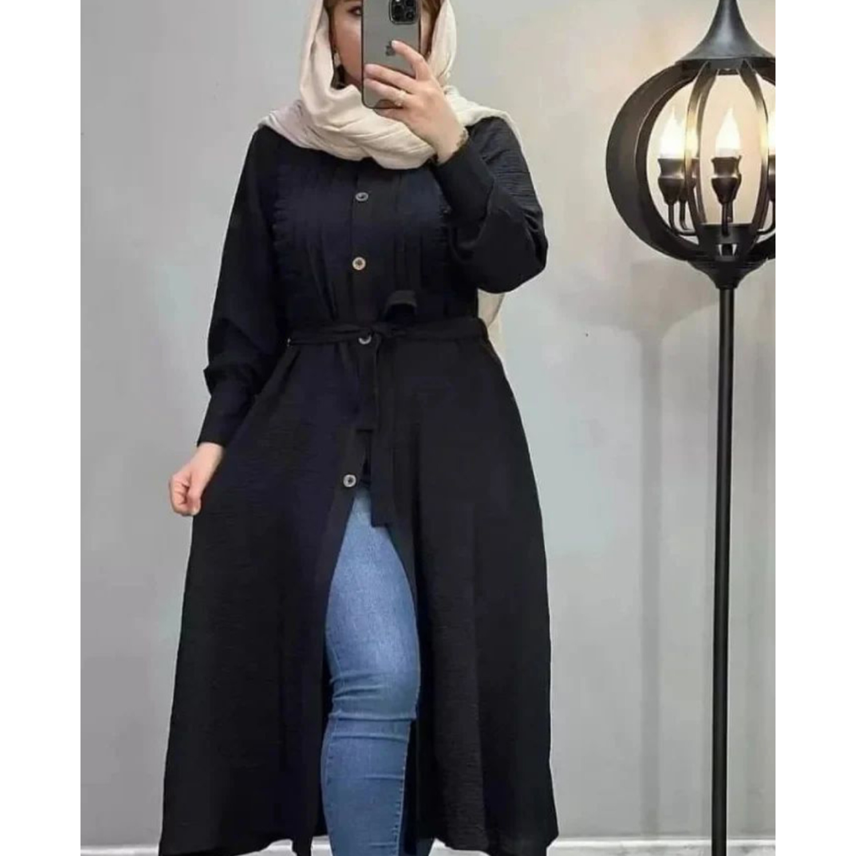 مانتو بلند ابروبادی جلودکمه