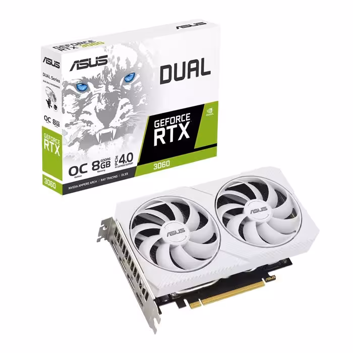 کارت گرافیک ایسوس مدل ASUS Dual GeForce RTX 3060 White OC Edition 8GB GDDR6