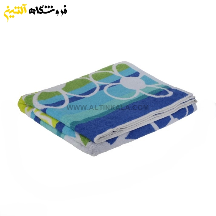 حوله استخری برق لامع طرح نسترن سبز سایز 70×140