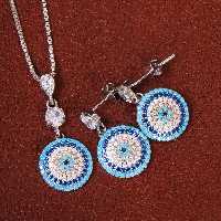 نیم ست نقره زنانه طرح چشم زخم کد 27110 - جواهری مشاهیر