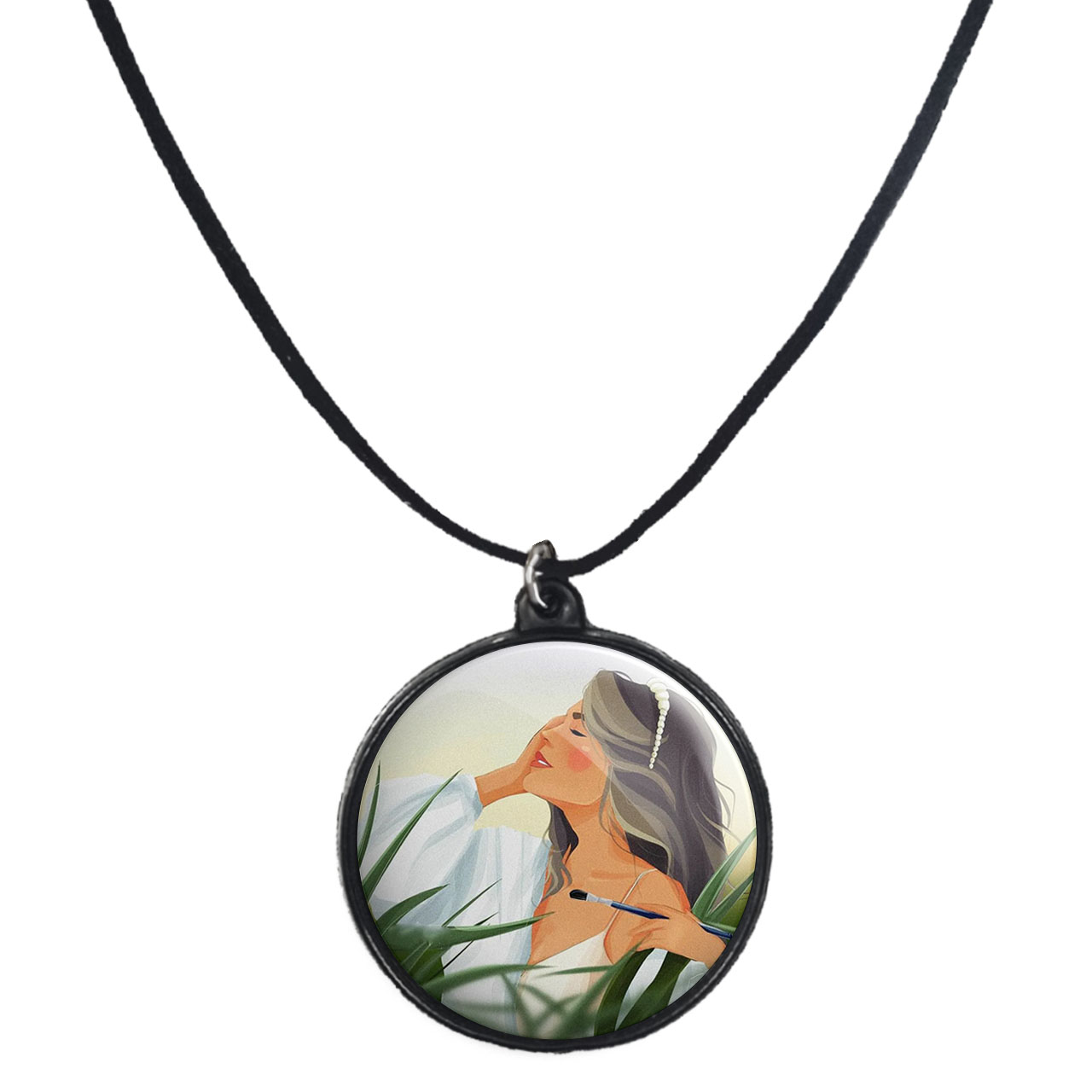 گردنبند پرمانه طرح دخترونه کد pmb.23414 مدل دو طرفه