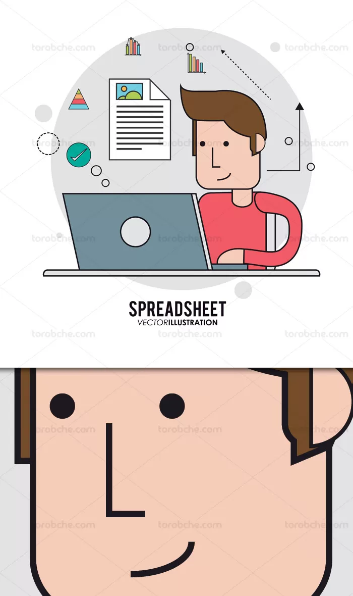 وکتور کاراکتر فلت آزادکاری با لپ تاپ | گرافیک با طعم تربچه