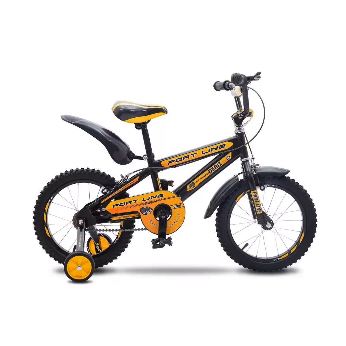 دوچرخه 16 کودک رنگ مشکی زرد مدل دنیز پورت لاین | دوچرخه کودک کالا 66 دوچرخه باکیفیت