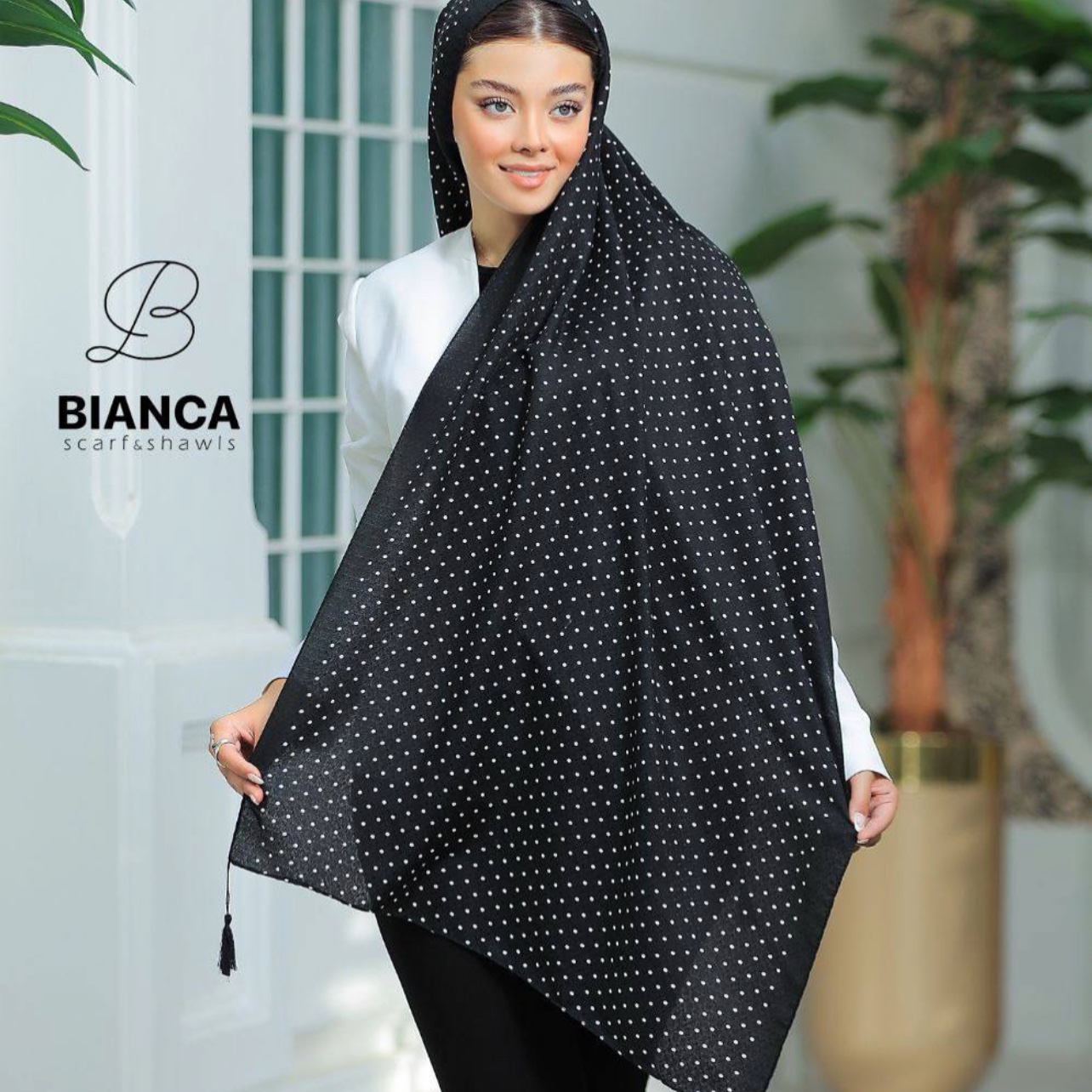 شال نخی با کیفیت پارچه مربعی خیس منگوله دار 10