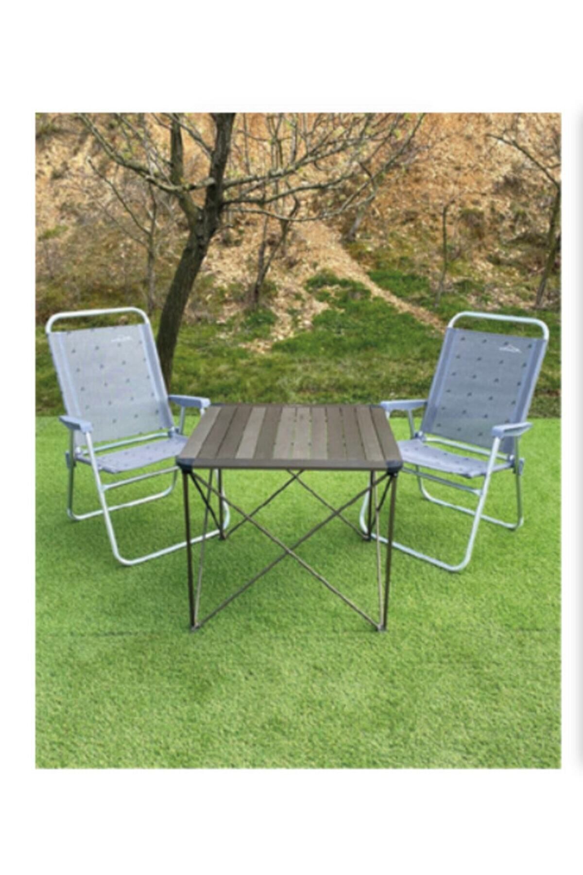 صندلی کمپ خاکستری کمپینگ میز بزرگ  2 ساحل Nurgaz