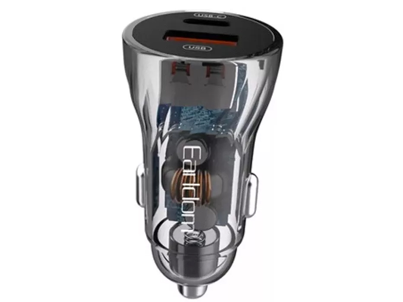 شارژر فندکی فست شارژ ماشین تایپ سی 48 وات طرح شفاف ارلدام ES-CC17