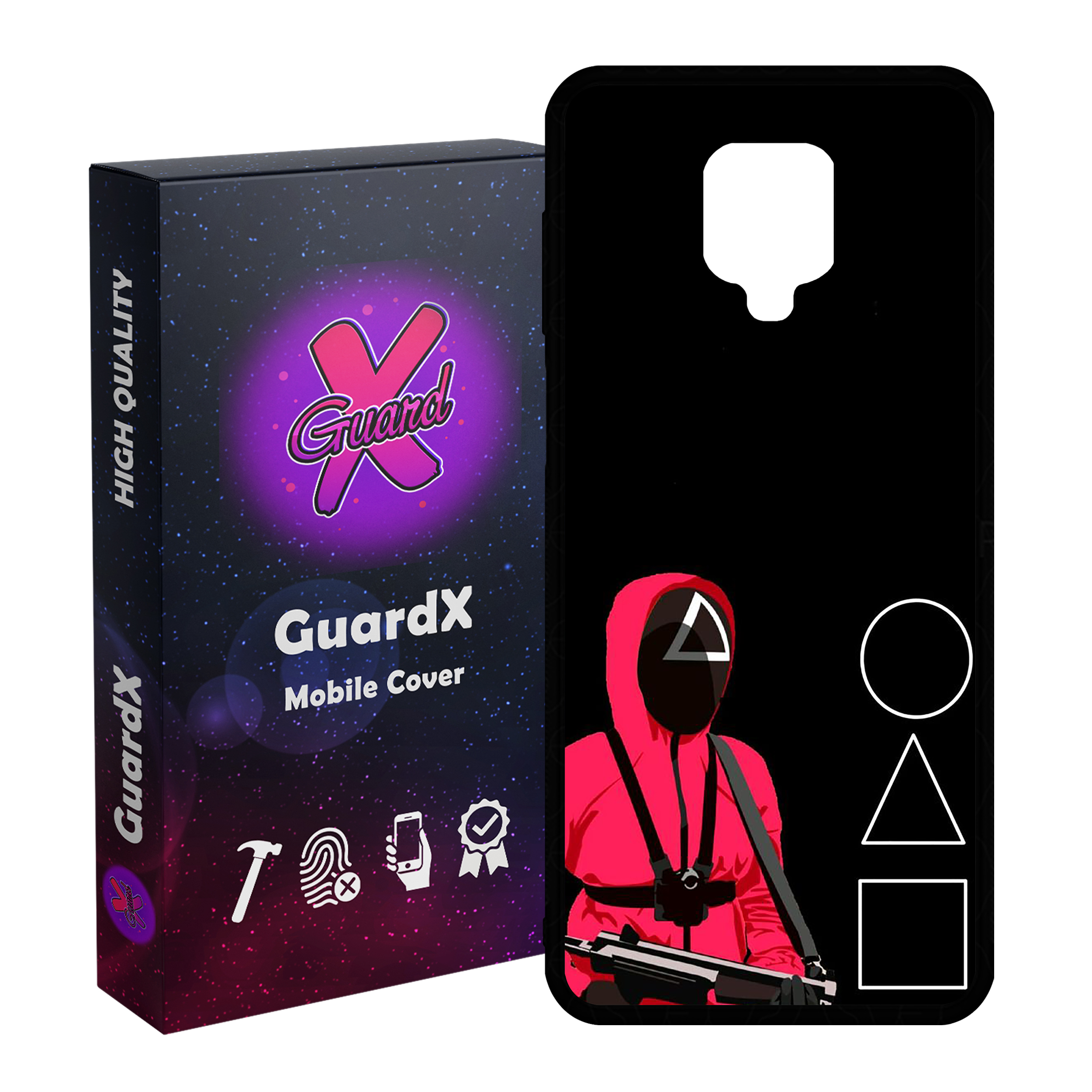 کاور گارد ایکس طرح Squid Game مدل Glass10410 مناسب برای گوشی موبایل شیائومی Redmi Note 9S / Note 9 Pro / Note 9 Pro Max