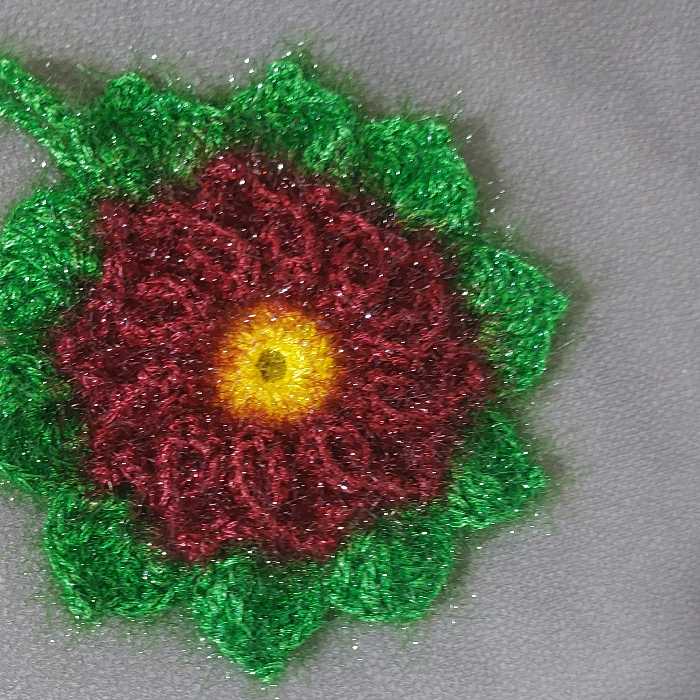 اسکاج فانتزی طرح گل رز.. قلاب بافی