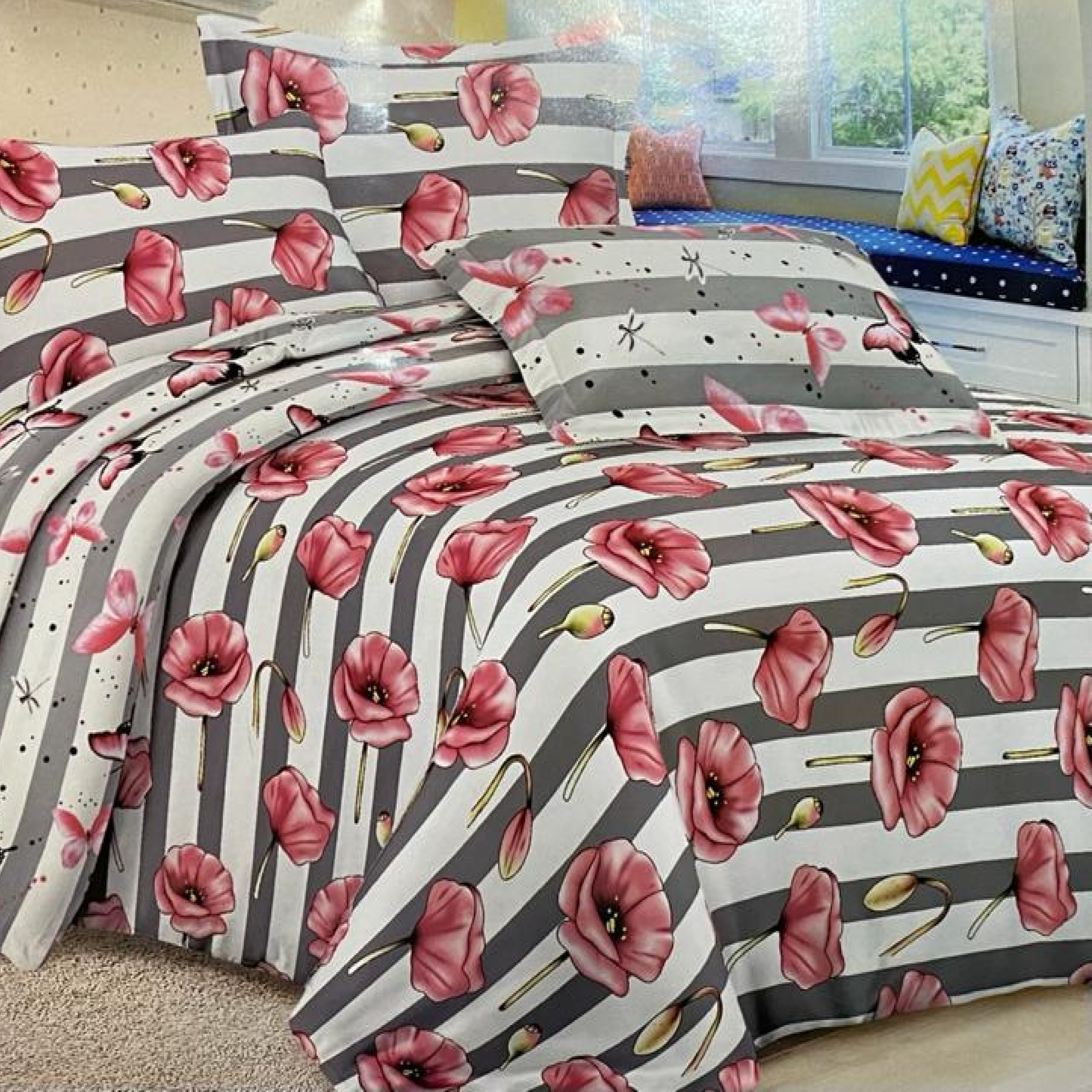 روتختی دو نفره شش تکه دو رو طرح گل شیپوری