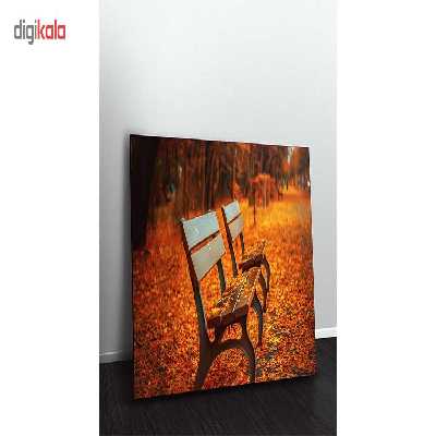 تابلو شاسی ونسونی طرح Lonely Bench in Autumn سایز 50x70 سانتی متر