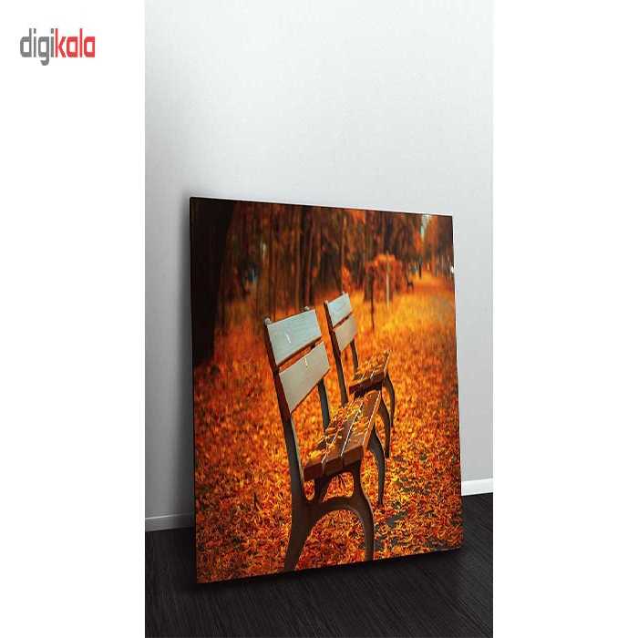 تابلو شاسی ونسونی طرح Lonely Bench in Autumn سایز 50x70 سانتی متر