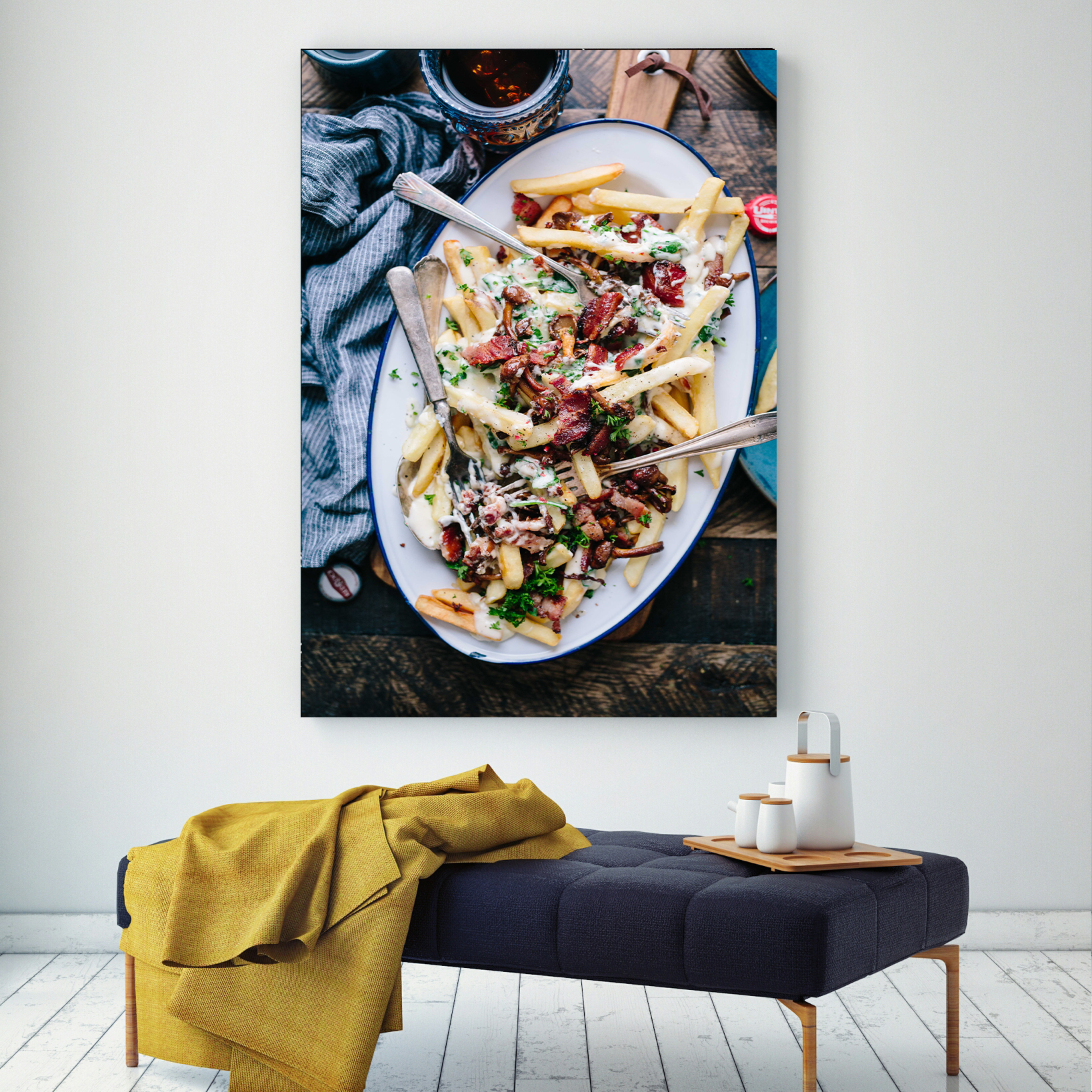 تابلو بوم طرح فست فود مدل سیب و پنیر مخصوص کد AR2507