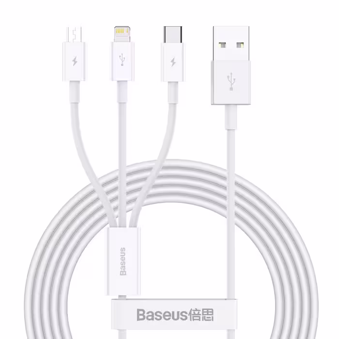 کابل تبدیل USB به لایتنینگ / USB -C / Micro USB باسئوس مدل U-CLM طول 1.2 متر
