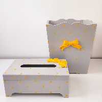 سطل زباله و جادستمال کاغذی چوبی 